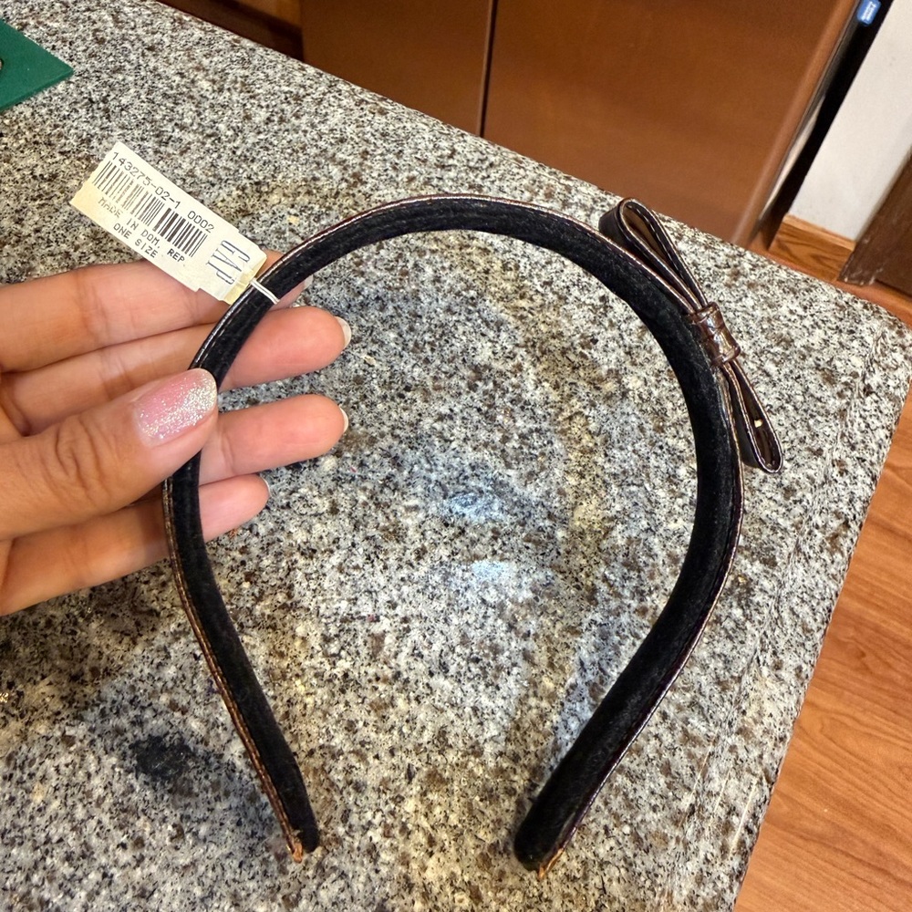 Classic Brown leather look Headband with Bow